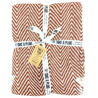 Plaid Gerecycled Katoen Roest 125x150 cm – Zachte Deken voor Bank