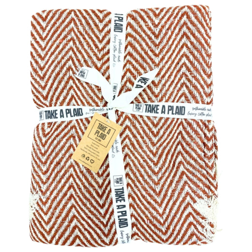 Plaid Gerecycled Katoen Roest 125x150 cm – Zachte Deken voor Bank