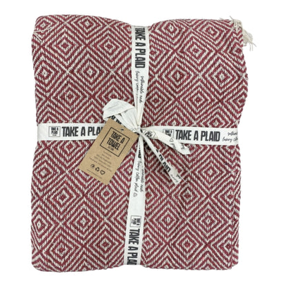 Plaid Gerecycled Katoen Bordeaux 125x150 cm – Zachte Deken voor Bank