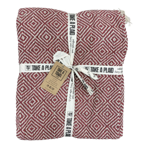 Plaid Gerecycled Katoen Bordeaux 125x150 cm – Zachte Deken voor Bank