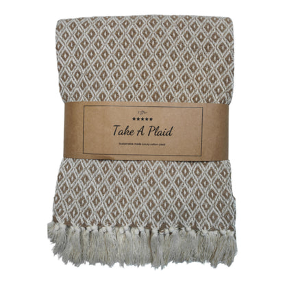 Plaid Gerecycled Katoen Beige 130x180 cm – Grote Zachte Deken