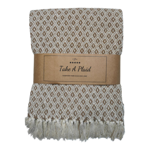 Plaid Gerecycled Katoen Beige 130x180 cm – Grote Zachte Deken