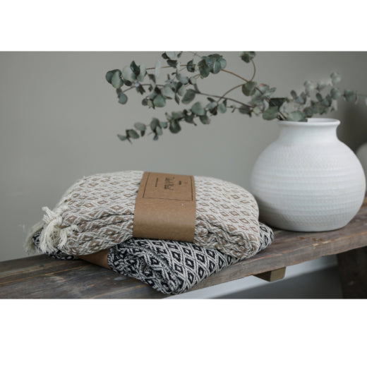 Plaid Gerecycled Katoen Beige 130x180 cm – Grote Zachte Deken