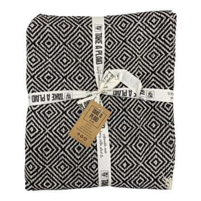 Plaid Gerecycled Katoen Zwart 130x180 cm – Grote Zachte Deken