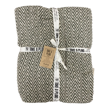 Plaid Gerecycled Katoen Zwart 125x150 cm – Zachte Deken voor Bank